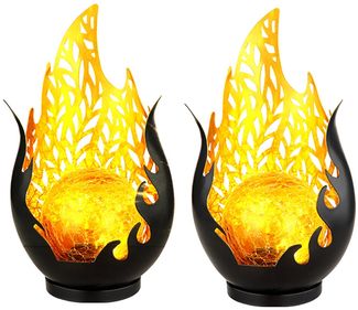 2x LED Solarleuchte, Wetterfest, schwarz, gold, Akku, H 26,5cm