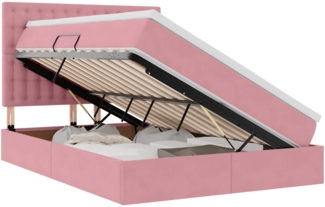 vidaXL Bett mit Stauraum und LED mit Matratze Rosa 140x200 cm Samt 3372158