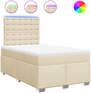 vidaXL Boxspringbett mit Matratze Creme 120x190 cm Stoff 3292746