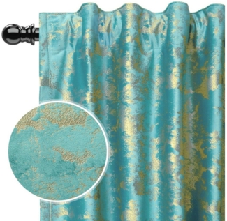 BTTO V&G Vorhang Samt Kräuselband, Vorhang Blickdicht, Golddruck Gardinen, 2er, (2 St), 85%-95% Verdunklungsvorhänge,Thermovorhang, 2-Teiliges Set