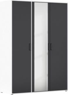 rauch Drehtürenschrank Kleiderschrank Schrank Garderobe Wäscheschrank VOYAGER (in 3 verschiedenen Ausstattungen BASIC/CLASSIC/PREMIUM) mit modernen Griffen in Graumetallic und Spiegel