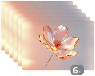 MuchoWow Platzset Gläser - Blume - Rosa, (6-St), Platzsets, Tischset, Abwaschbar, Tischsets, Platzdeckchen