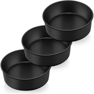 Homikit 20cm Rund Backform Set, Edelstahl Kuchenform, Antihaft, 3 Stücke