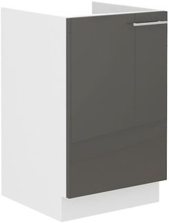 Spülenschrank 50 Lara Grau Hochglanz + Weiß matt Küchenzeile Küchenblock Küche