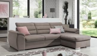 Ecksofa Schlafsofa Sofa PASCARA XS in Stoff Esito Sand Ottomane Rechts