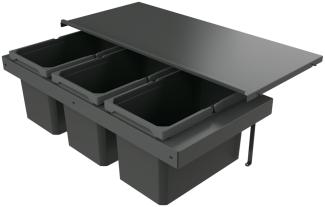 Naber 8013396 Abfallsammler Cox Stand-UP® 280 S/900-3, anthrazit, 48 (3x16) Liter / 90 cm Schrankbreite