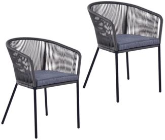 Gartenstuhl Lounge Stuhl 2er Set Gartensessel Rope Loungesessel Outdoor Grau