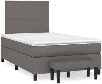 vidaXL Boxspringbett mit Matratze Grau 120x200 cm Kunstleder 3137537