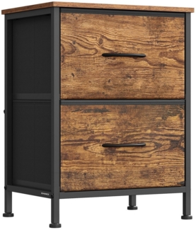 SONGMICS Kommode, Schrank, 2 Stoffschubladen, für Schlafzimmer, Flur, Wohnzimmer, braun-schwarz