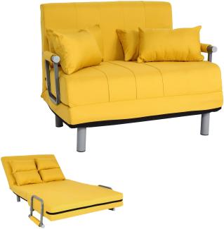 Schlafsessel HWC-K29, Klappsessel Schlafsofa Gästebett Relaxsessel, Liegefläche 186x97cm Stoff (270g/m²) ~ gelb