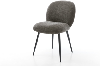 Esszimmerstuhl Nube-Flex Bouclé Soft Schlamm 4-Fuß konisch Schwarz Taschenfederkern