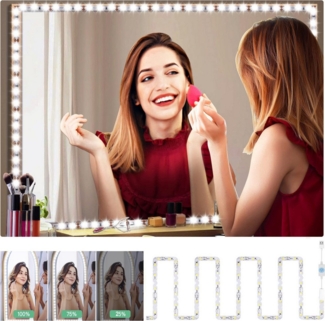 MUPOO LED Spiegelleuchte LED Kosmetikspiegel LED-Lichtleiste USB Dimmbar & Speicherfunktion, 4 M-Weiß, LED fest integriert, Dimmble & Memory LED Streifen, 360° Flexibel