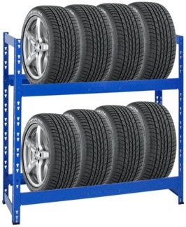PROREGAL® Standregal Reifenregal TIGER 100 x 110 x 35 cm 8 Reifen auf 2 Ebenen Blau