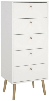 Dmora Kommode Yaounde, Mehrzweckkommode, Schlafzimmerkommode, Schrank mit Schubladen, 50x39 h120 cm, Weiß