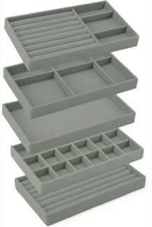 Coonoor Aufbewahrungsbox Schmucktablett, Schmuckorganisierer, Schmuckaufbewahrungsbox (5 St), Einlage für Schubladen, Stapelbar für Präsentation und Ordnung