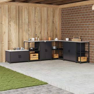 vidaXL Küchenaufbewahrung mit Regal Schwarz 60 x 50 x 92 cm Stahl 874989