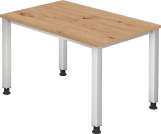 bümö manuell höhenverstellbarer Schreibtisch 120x80 cm in Asteiche - PC Tisch höhenverstellbar & klein, höhenverstellbarer Tisch Büro, kleiner Computertisch verstellbar, Q-Serie, QS-12-R