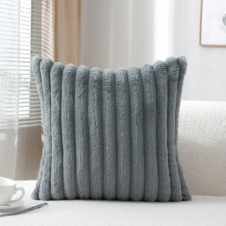 ibettertec Kissenbezug Plüsch Kissenbezüge 1er Set 45x45cm,Flauschig Deko Kissenbezug, Weich Gestreift Kunstpelz Kissenhülle Dekokissen für Wohnzimmer Sofa