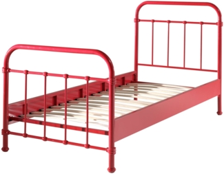 Metallbett Karlyn 210x98x111 Einzelbett Metall Rot