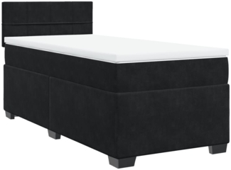 vidaXL Boxspringbett mit Matratze Schwarz 90x200 cm Samt 3286224