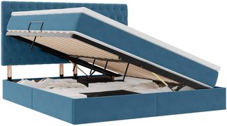 vidaXL Bett mit Stauraum und LED mit LED Dunkelblau 160x200 cm Samt 3372739
