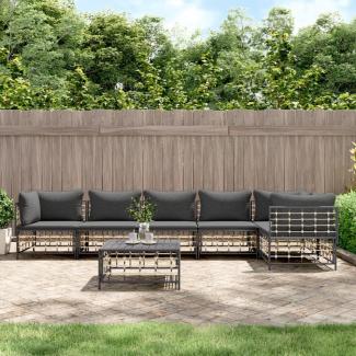 vidaXL 7-tlg. Garten-Lounge-Set mit Kissen Anthrazit Poly Rattan 3186757