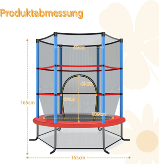Ø165cm Gartentrampolin mit Sicherheitsnetz Trampolin bis 135KG belastbar für Kinder ab 3 Jahre Marineblau
