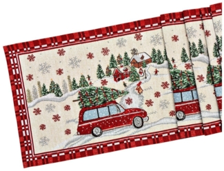 matches21 HOME & HOBBY Tischdecke Retro Weihnachtstischläufer Auto 183x33 cm (1-tlg), Tischläufer für Weihnachten & Advent