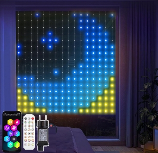 XERSEK LED-Lichterkette LED-Lichtervorhang Stern/Eiszapfen/Schneeflocke/Kugel/Regen Party Deko, 400-flammig, DIY Smart Dekolicht Fernbedienung App Musikmodi 100+ Mustern 3*3m