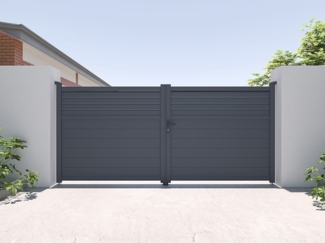 Vente-unique - Gartentor Flügeltor - 305 x 166 cm - Aluminium - Anthrazit - VIAZO