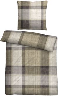 biberna Feinbiber Bettwäsche 0004101 KARO, taupe, 1x 135x200 cm + 1x 80x80 cm