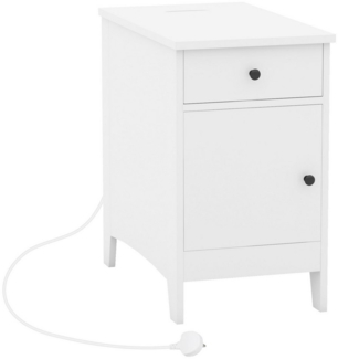 COSTWAY Nachttisch, Beistelltisch mit Ladestation. Schublade & Schrank, schmal