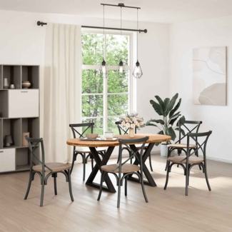 vidaXL Esstisch Hellbraun 180x90x74 cm Massivholz Eiche Oval 3305449