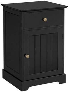 Yaheetech Nachtschrank, mit 1 Schublade und verstellbarem Einlegeboden, Holz Schwarz, 40 x 35 x 60 cm
