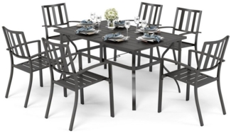 PHI VILLA Garten-Essgruppe, (Wetterfest Gartengarnitur Set 6 Personen mit, Stapelbare Stühle Terrassenmöbel Set), Outdoor Bistro Möbel Sets Metall