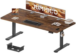 JUMMICO Höhenverstellbarer Schreibtisch 200x80 cm mit Kabelwanne, Höhenverstellbar Elektrisch Stehpult mit USB-Buchse, Computertisch, Ergonomischer Steh-Sitz Tisch, Bürotisch, Vintage-Braun