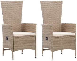 vidaXL Gartenstühle 2 Stk. mit Auflagen Poly Rattan Beige 46063