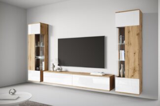 INOSIGN Wohnwand Kenia, Vitrine Türanschlag links/rechts wechselbar, (3-St), Vitrinen mit Eckverglasung, hängend und stehend montierbar