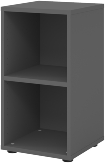 bümö Regal graphit, Standregal aus Holz für 2 Ordnerhöhen - Bücherregal klein 40 cm schmal, Aktenregal für Ordner & Bücher, kleines Büroregal, Holzregal, Ordnerregal, Buchregal Dachschräge, 924RE-G