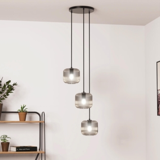 HOME DELUXE Hängeleuchte aus Glas LILY - Rauchgrau