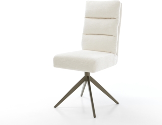 Drehstuhl Pela-Flex Bouclé Soft Beige Kreuzgestell breit Effektfinish Titan 360° drehbar Wippfunktion Taschenfederkern