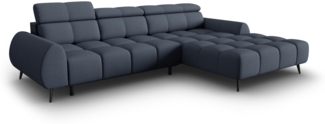 Micadoni Ecksofa Alyse 5-Sitzer Strukturierter Stoff Dunkelblau Rechts