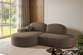 Ecksofa Schlafsofa Sofa GIRONA Stoff Salvador Braun Ottomane Links