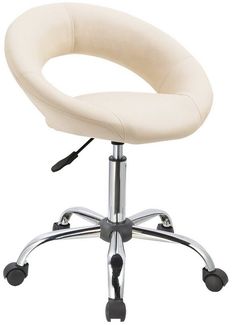 Drehstuhl Hocker Mit Rollen Creme DH0423 - Duhome - Hocker Mit Lehne Höhenverstellbar Drehhocker Stuhl Rollhocker Sitzhocker