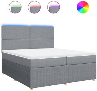 vidaXL Boxspringbett mit Matratze Hellgrau 200x200 cm Stoff 3294456