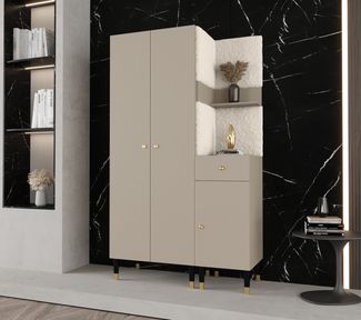 ABIKS MÖBEL Kompaktgarderobe PALERMO Set 6 Garderobe mit gepolsterten Paneelen, Industriell Design