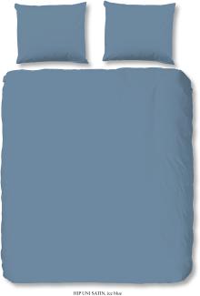 HIP Mako Satin Bettwäsche 2 teilig Bettbezug 135 x 200 cm Kopfkissenbezug 80 x 80 cm Uni Duvet Cover 0280. 20. 08 Ice blue