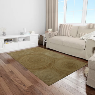 Vente-unique - Teppich rechteckig - 100 % geflochtene Jute - Kreismotive - 200 x 290 cm - Naturfarben - YVAYA