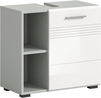 welltime Waschbeckenunterschrank Calcio, Breite 60 cm, 1 Türen, 2 Einlegeböden, 2 offene Fächer geteilte Rückwand, MDF Front, Badschrank, Bad-Möbel, Badezimmer