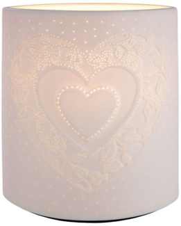 GILDE Tischleuchte GILDE Lampe Ellipse Herz - weiß - H. 20cm x B. 17cm
